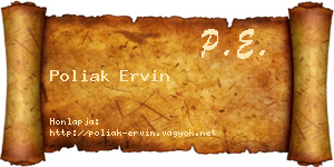 Poliak Ervin névjegykártya